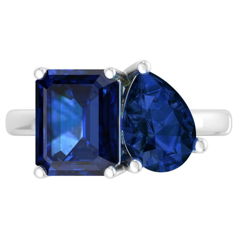 Lab Created Martha Stewart 4 3/4 Carat Sapphire Two Stone Ring In Sterling Silver