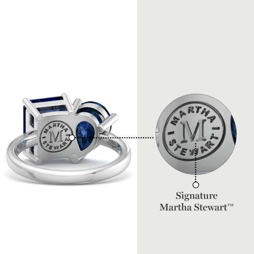 Lab Created Martha Stewart 4 3/4 Carat Sapphire Two Stone Ring In Sterling Silver