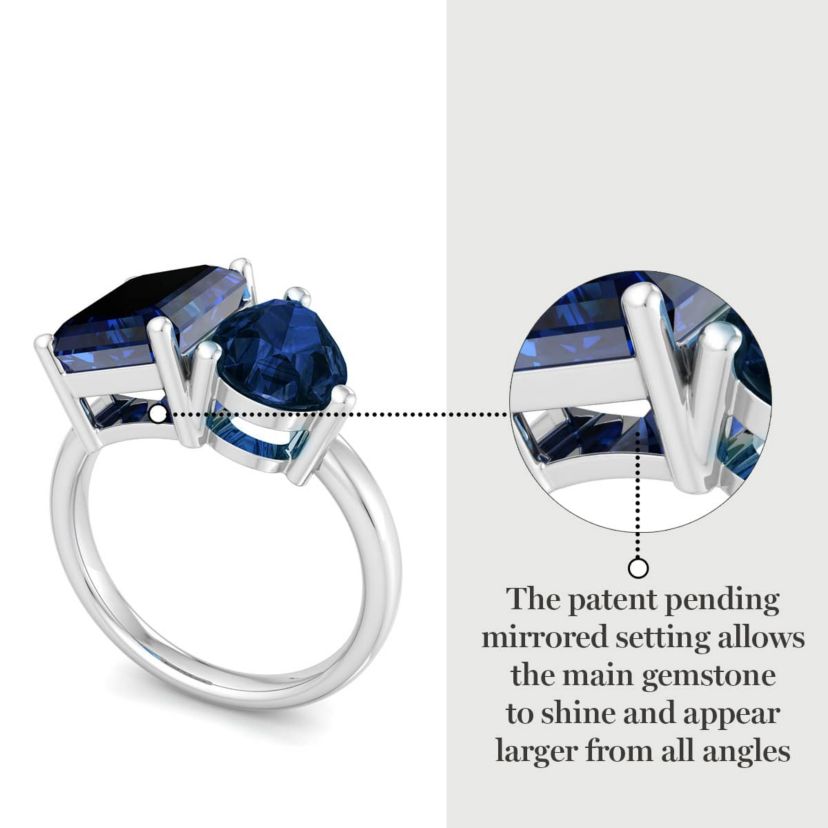 Lab Created Martha Stewart 4 3/4 Carat Sapphire Two Stone Ring In Sterling Silver