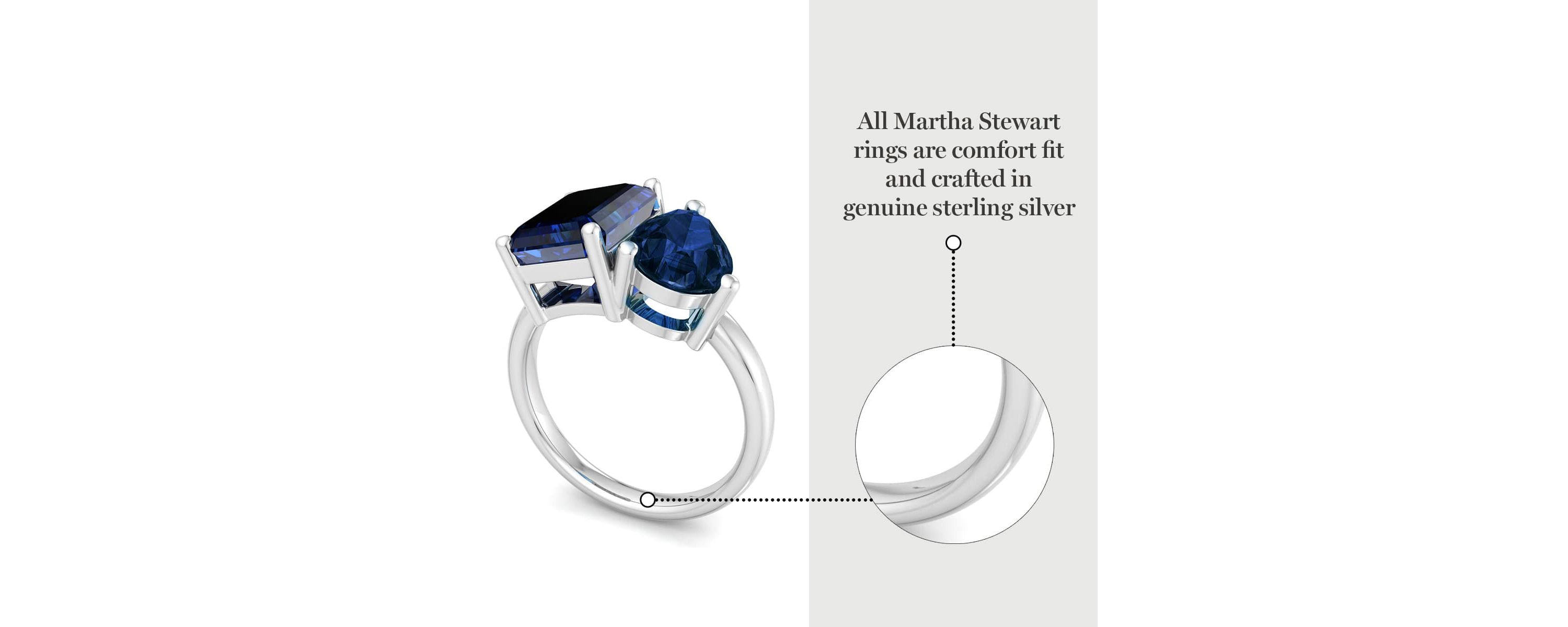 Lab Created Martha Stewart 4 3/4 Carat Sapphire Two Stone Ring In Sterling Silver