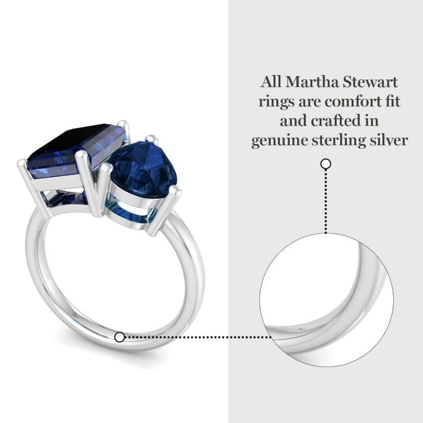 Lab Created Martha Stewart 4 3/4 Carat Sapphire Two Stone Ring In Sterling Silver