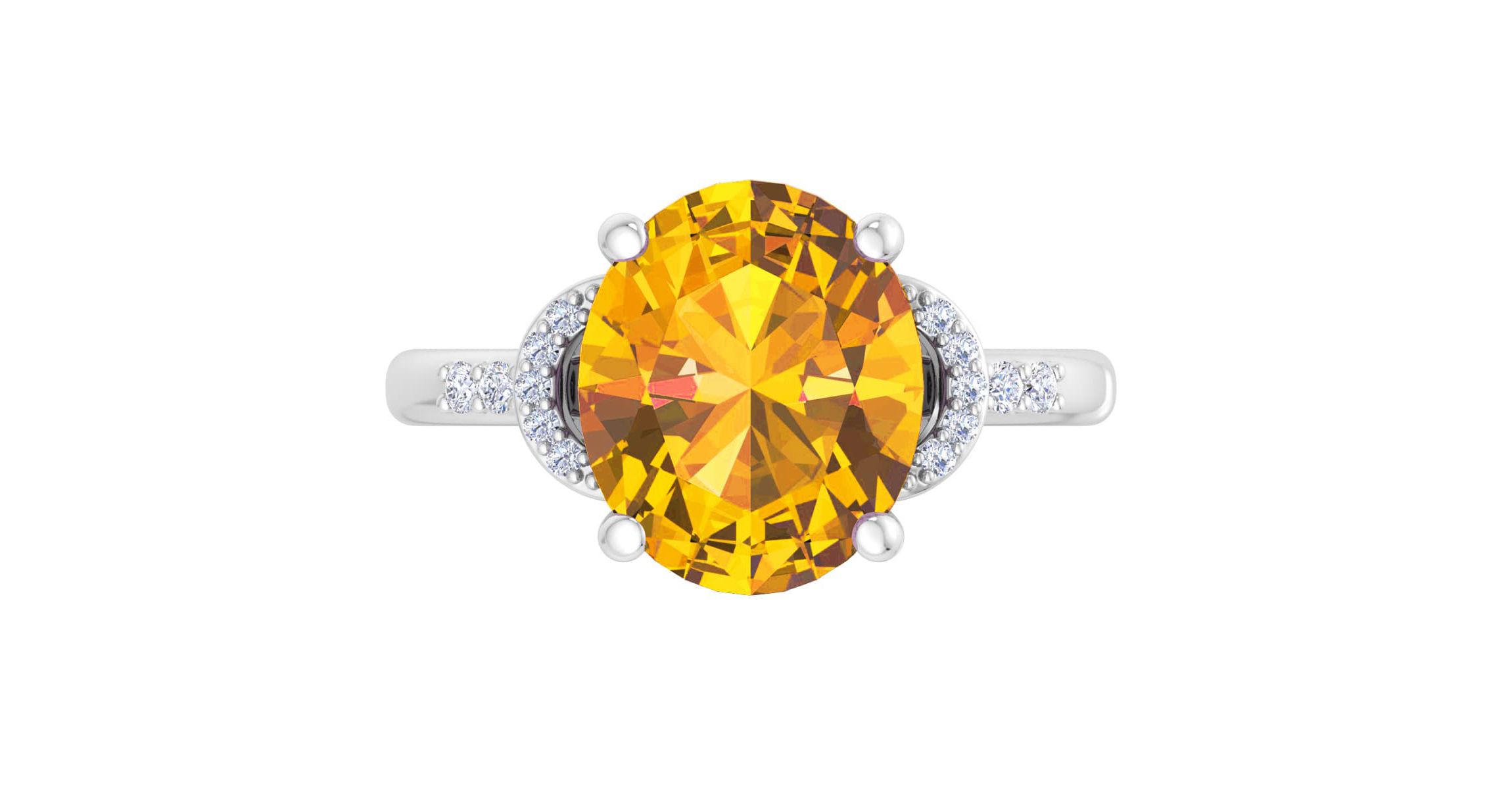 Lab Created Martha Stewart 4 1/2 Carat Oval Shape Gemstone and Lab Grown Diamond Ring In Sterling Silver