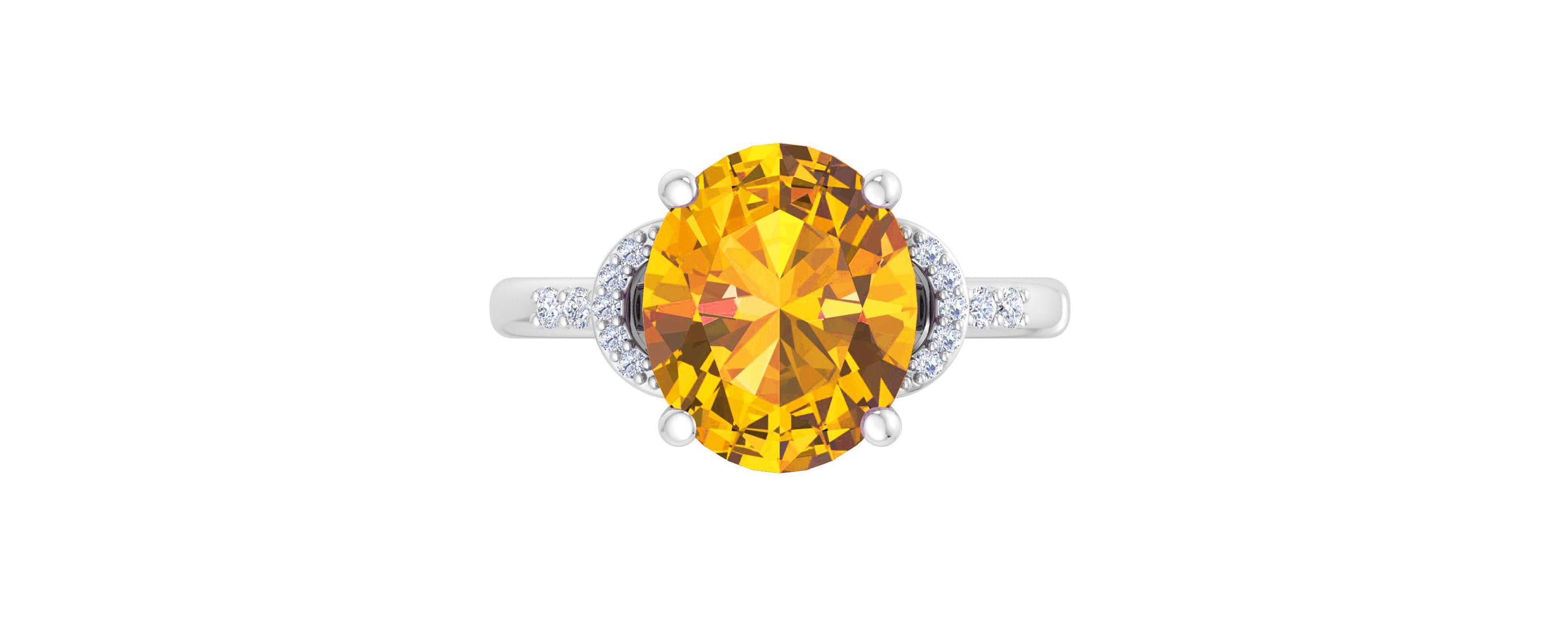 Lab Created Martha Stewart 4 1/2 Carat Oval Shape Gemstone and Lab Grown Diamond Ring In Sterling Silver