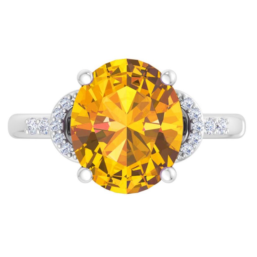 Lab Created Martha Stewart 4 1/2 Carat Oval Shape Gemstone and Lab Grown Diamond Ring In Sterling Silver