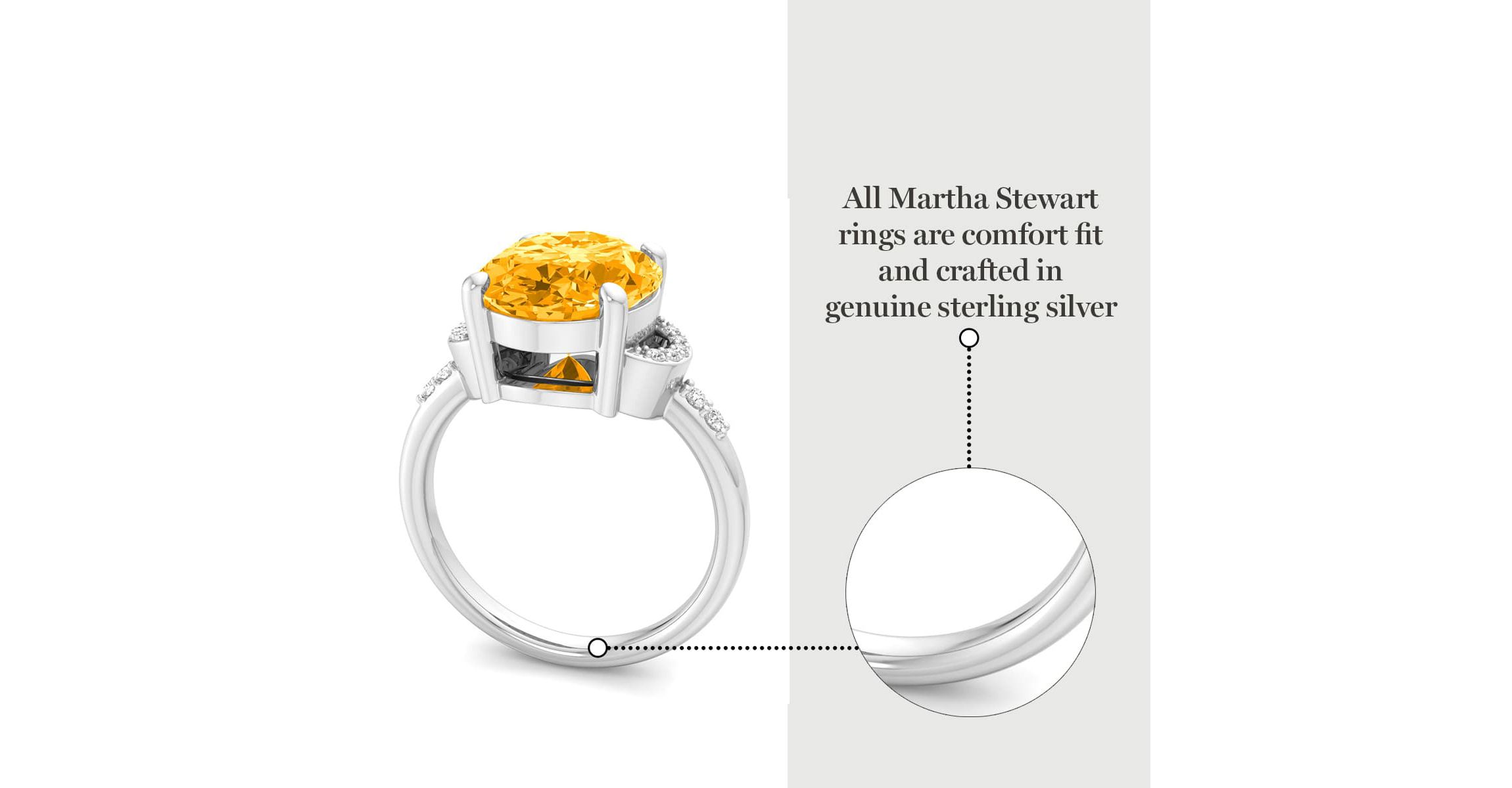 Lab Created Martha Stewart 4 1/2 Carat Oval Shape Gemstone and Lab Grown Diamond Ring In Sterling Silver