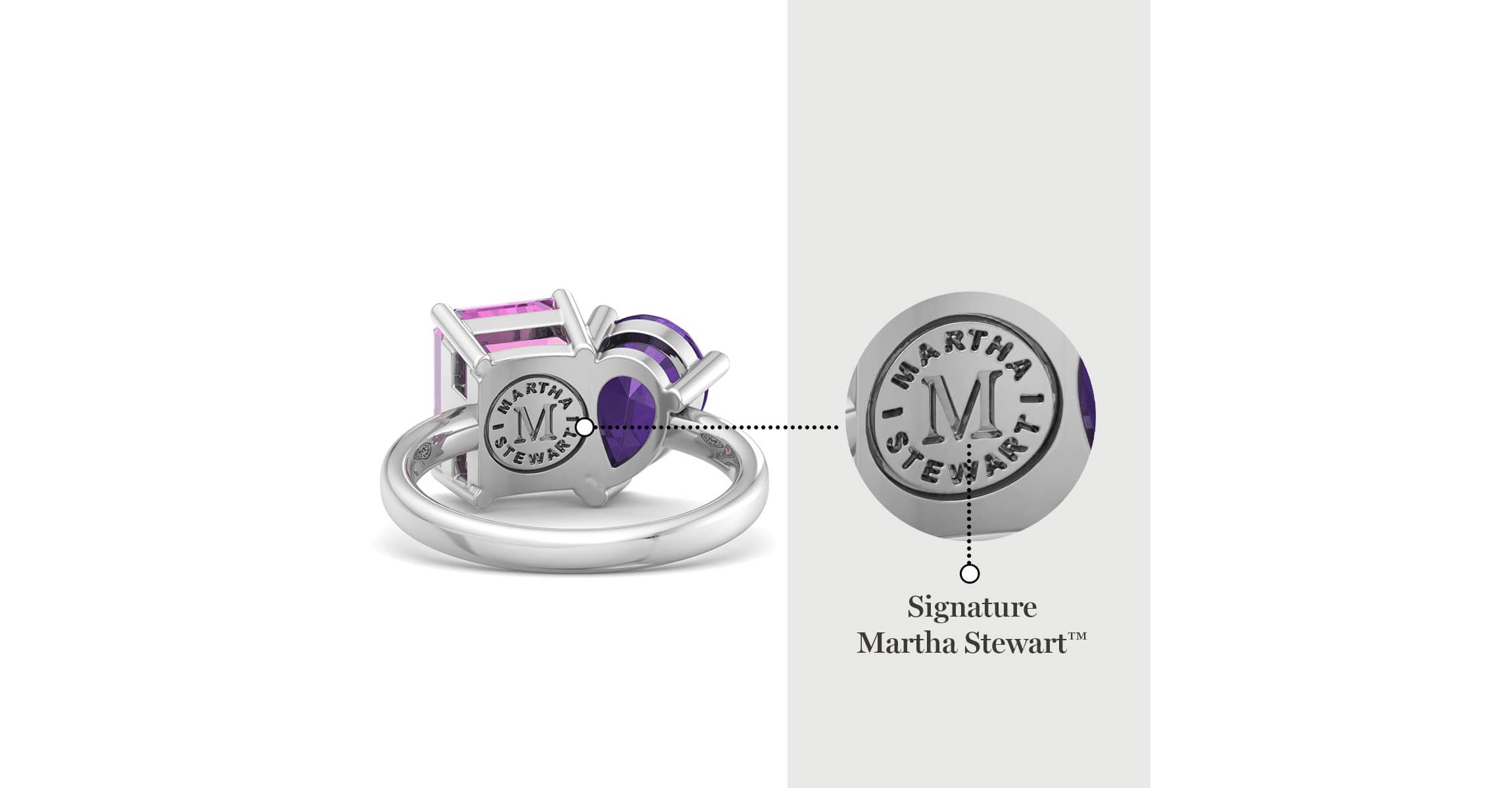 Lab Created Martha Stewart 4 3/4 Carat Pink Sapphire and Amethyst Two Stone Ring In Sterling Silver