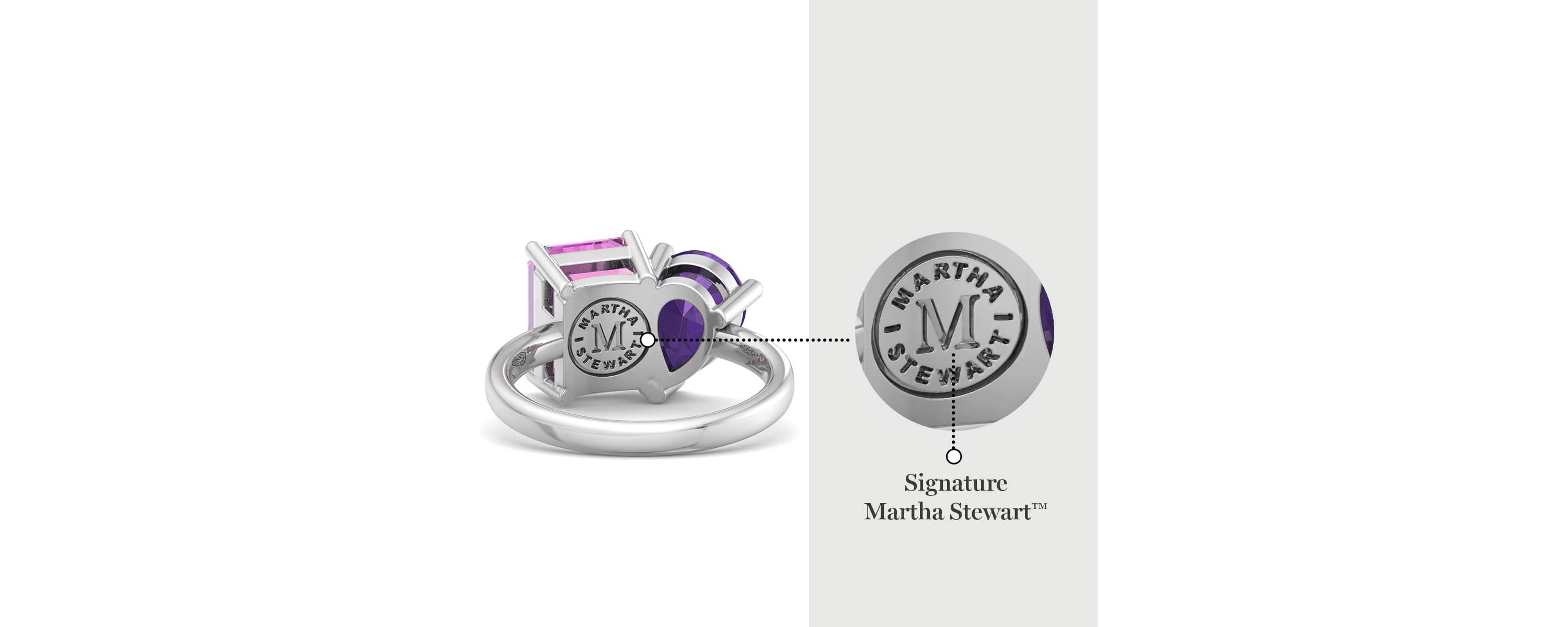 Lab Created Martha Stewart 4 3/4 Carat Pink Sapphire and Amethyst Two Stone Ring In Sterling Silver