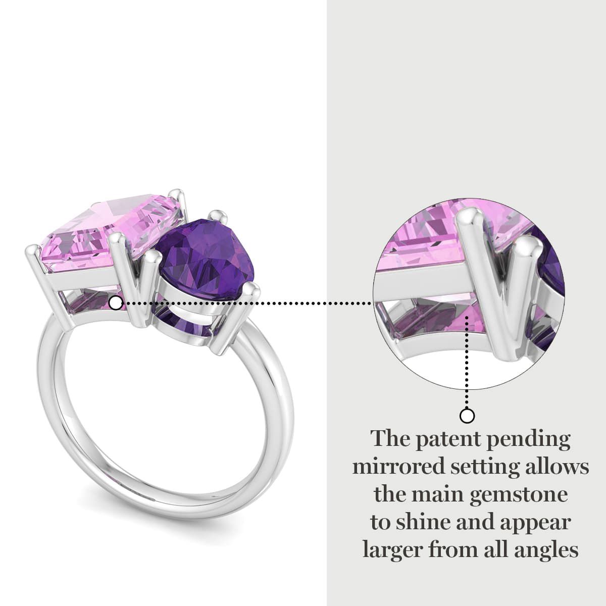 Lab Created Martha Stewart 4 3/4 Carat Pink Sapphire and Amethyst Two Stone Ring In Sterling Silver