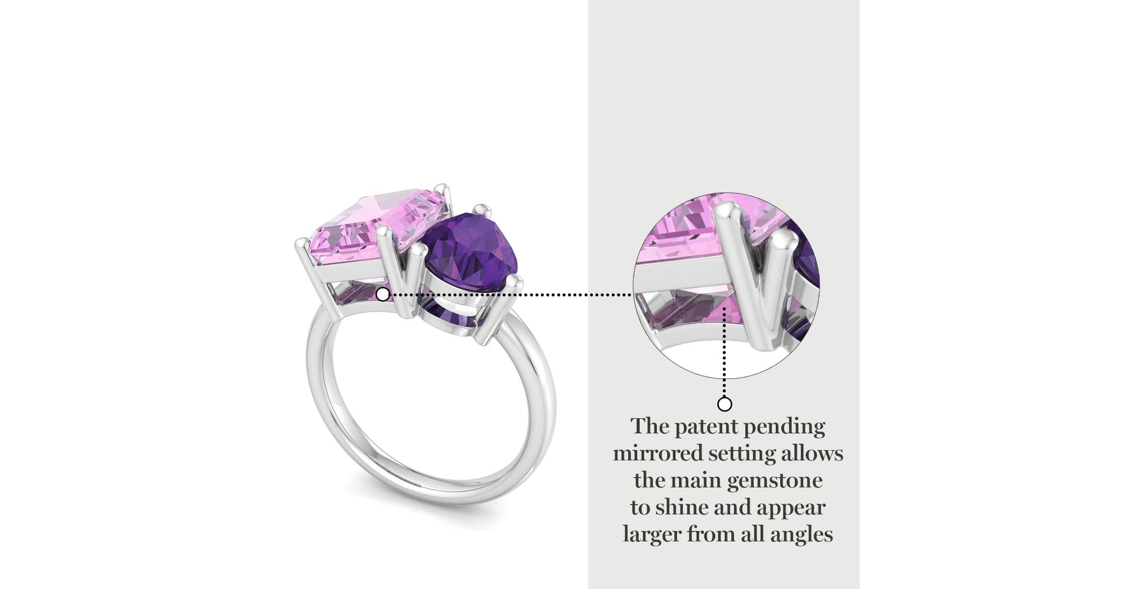 Lab Created Martha Stewart 4 3/4 Carat Pink Sapphire and Amethyst Two Stone Ring In Sterling Silver