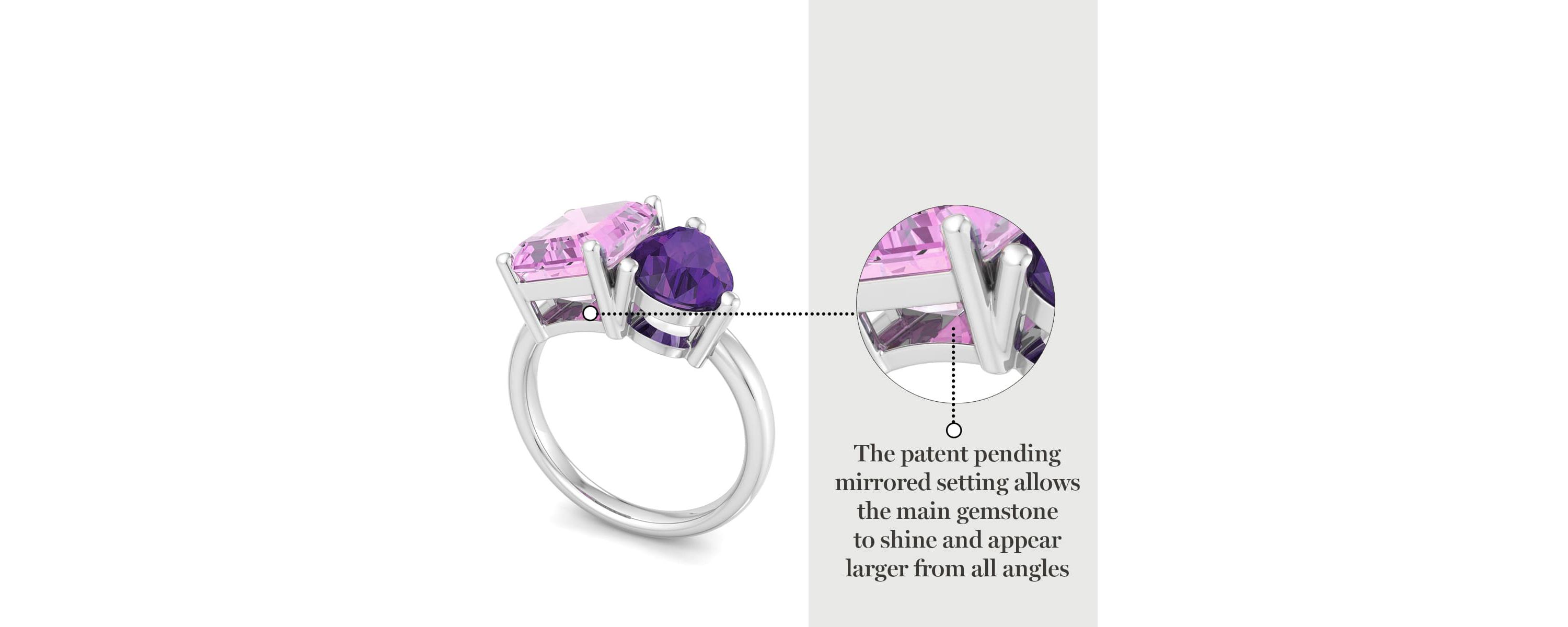 Lab Created Martha Stewart 4 3/4 Carat Pink Sapphire and Amethyst Two Stone Ring In Sterling Silver