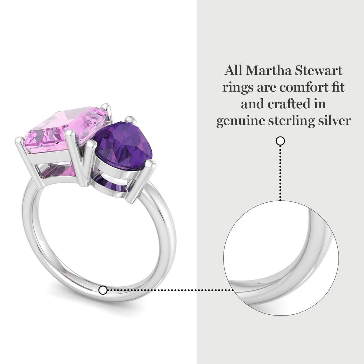 Lab Created Martha Stewart 4 3/4 Carat Pink Sapphire and Amethyst Two Stone Ring In Sterling Silver