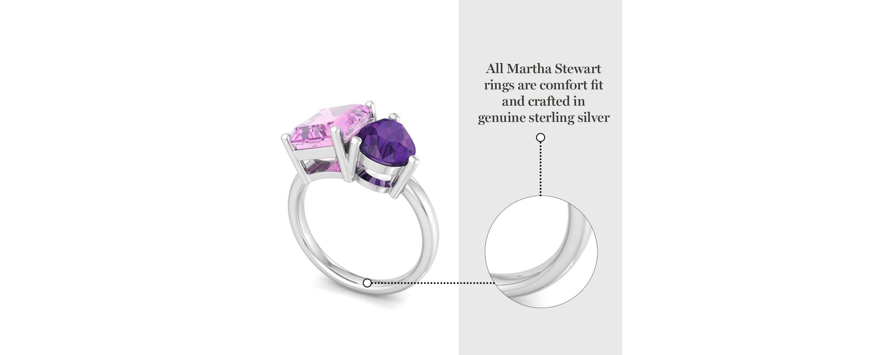 Lab Created Martha Stewart 4 3/4 Carat Pink Sapphire and Amethyst Two Stone Ring In Sterling Silver