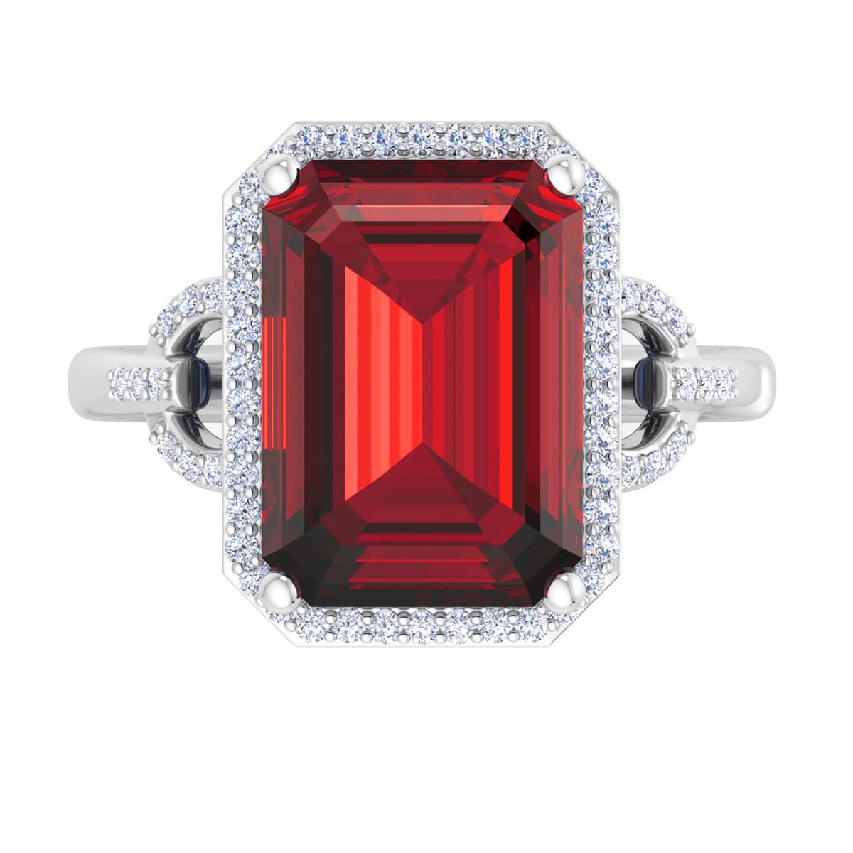Lab Created Martha Stewart 7 1/3 Carat Emerald Cut Gemstone and Lab Grown Diamond Halo Ring In Sterling Silver
