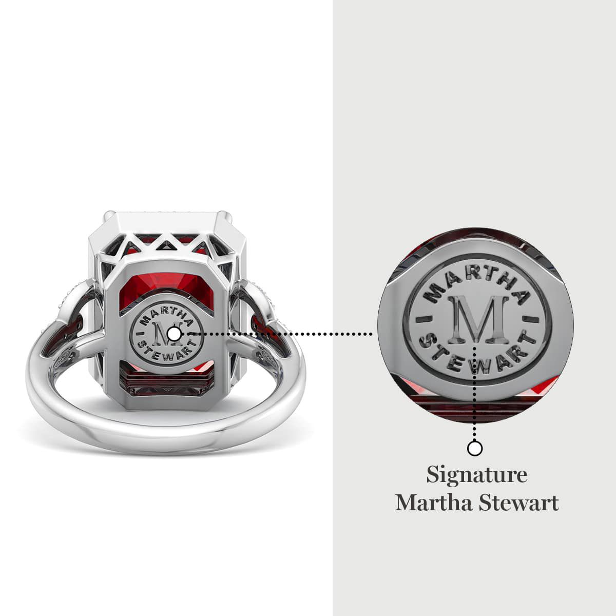 Lab Created Martha Stewart 7 1/3 Carat Emerald Cut Gemstone and Lab Grown Diamond Halo Ring In Sterling Silver