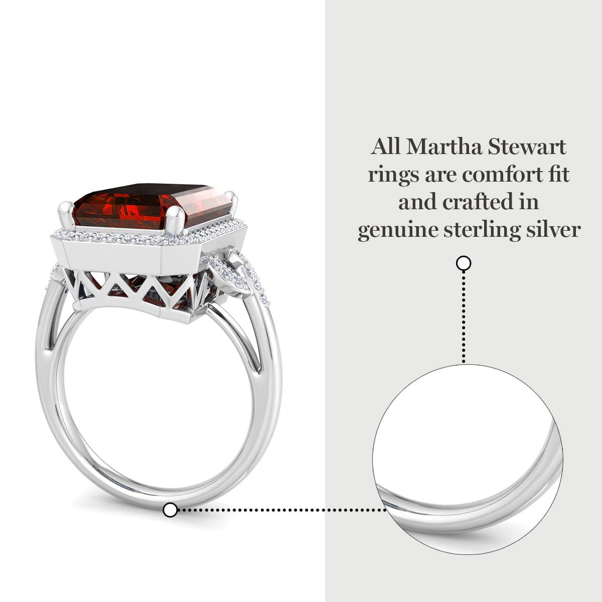 Lab Created Martha Stewart 7 1/3 Carat Emerald Cut Gemstone and Lab Grown Diamond Halo Ring In Sterling Silver
