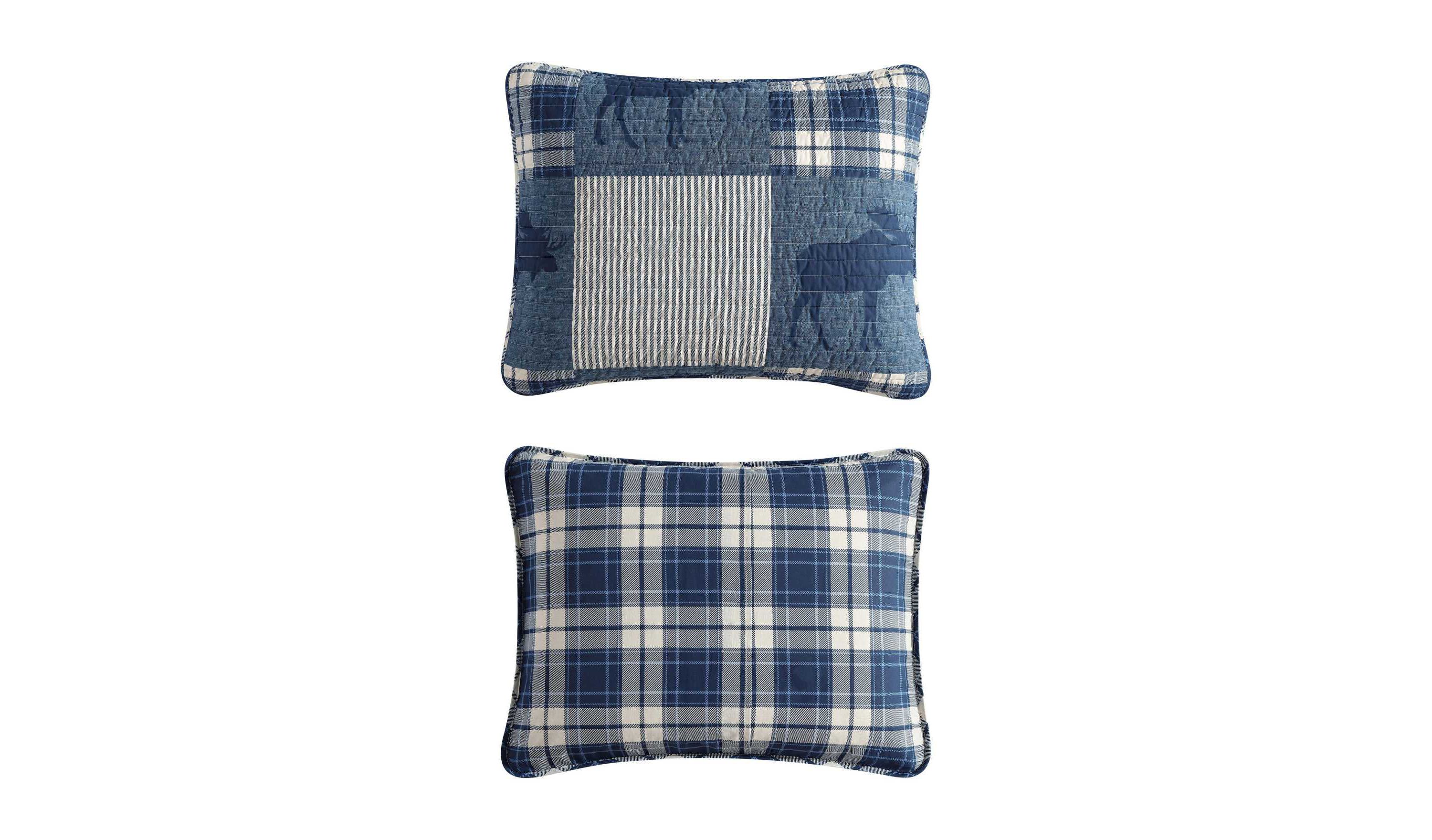 Moose Plaid Pinstripe Patchwork Cotton Quilt Set