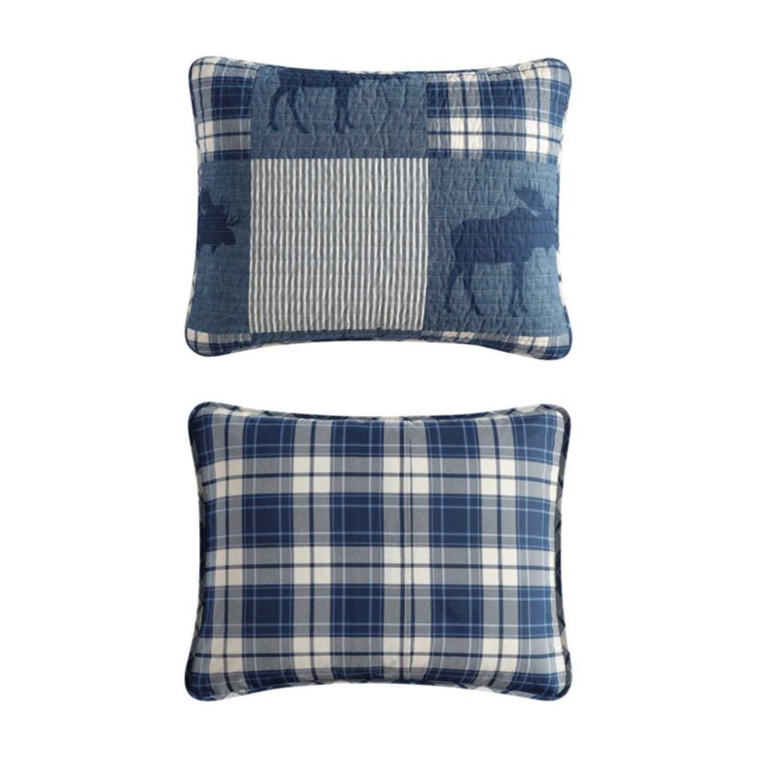Moose Plaid Pinstripe Patchwork Cotton Quilt Set