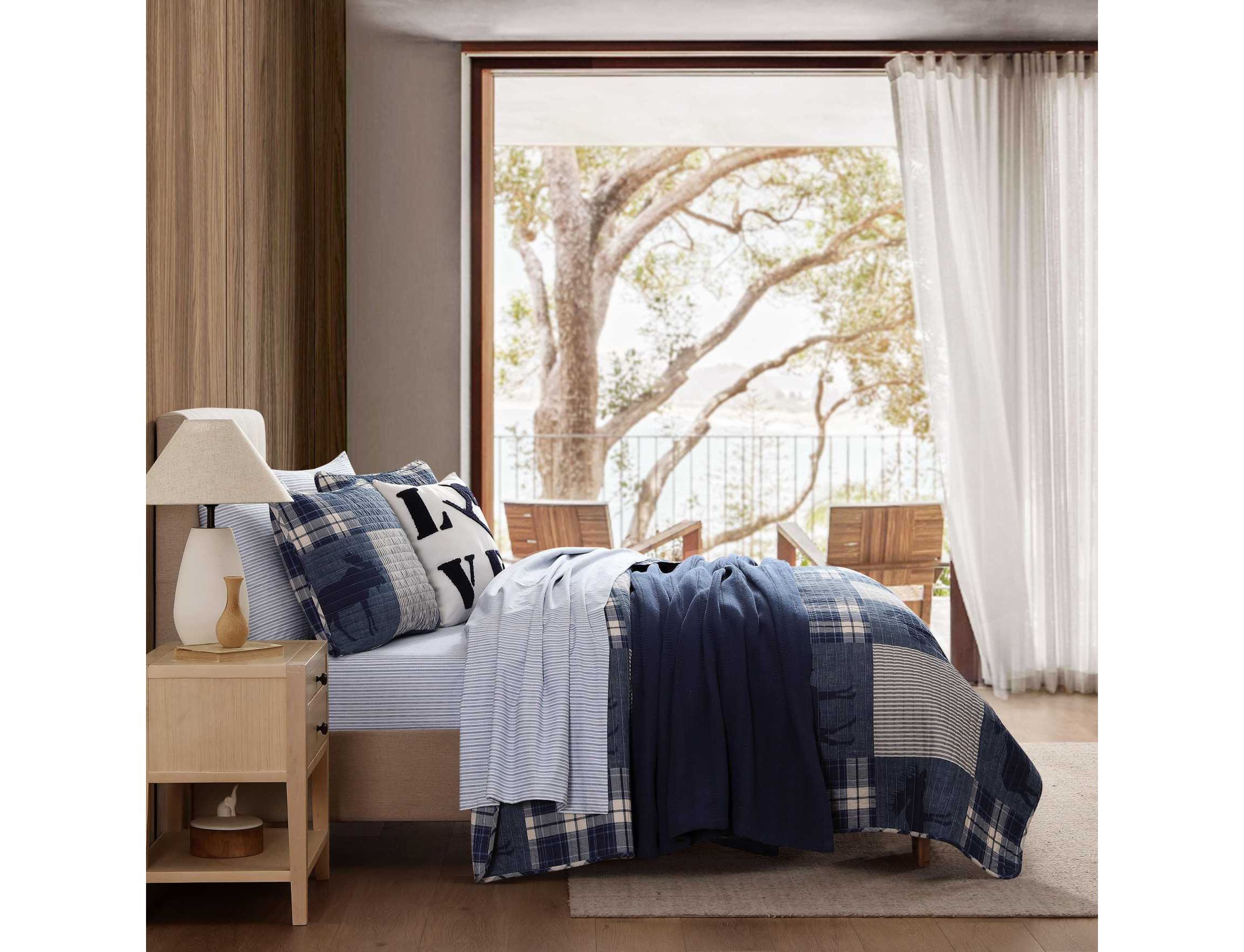 Moose Plaid Pinstripe Patchwork Cotton Quilt Set