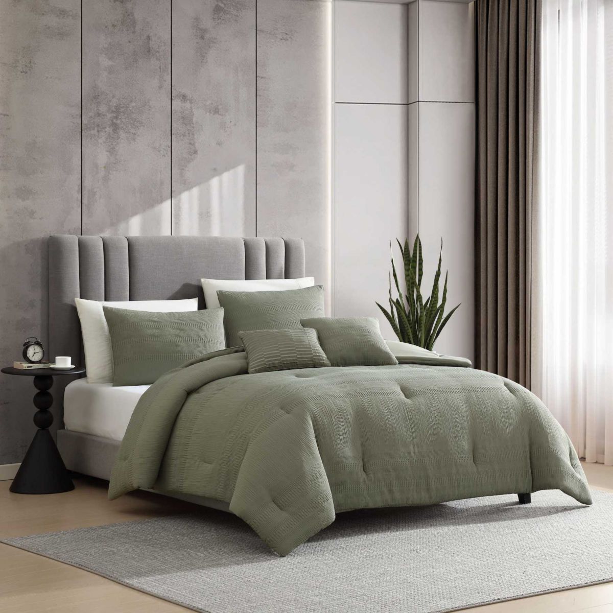 Variegated Waffle Microfiber Comforter Set
