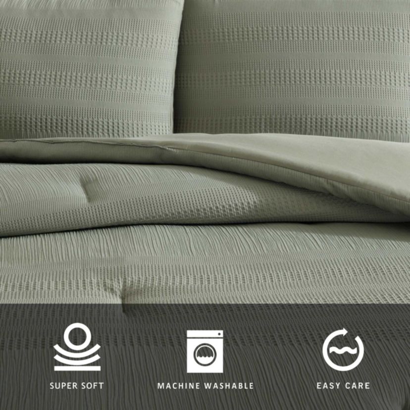 Variegated Waffle Microfiber Comforter Set