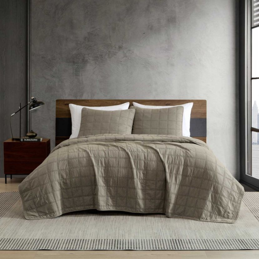 Stonewashed Microfiber Quilt Set