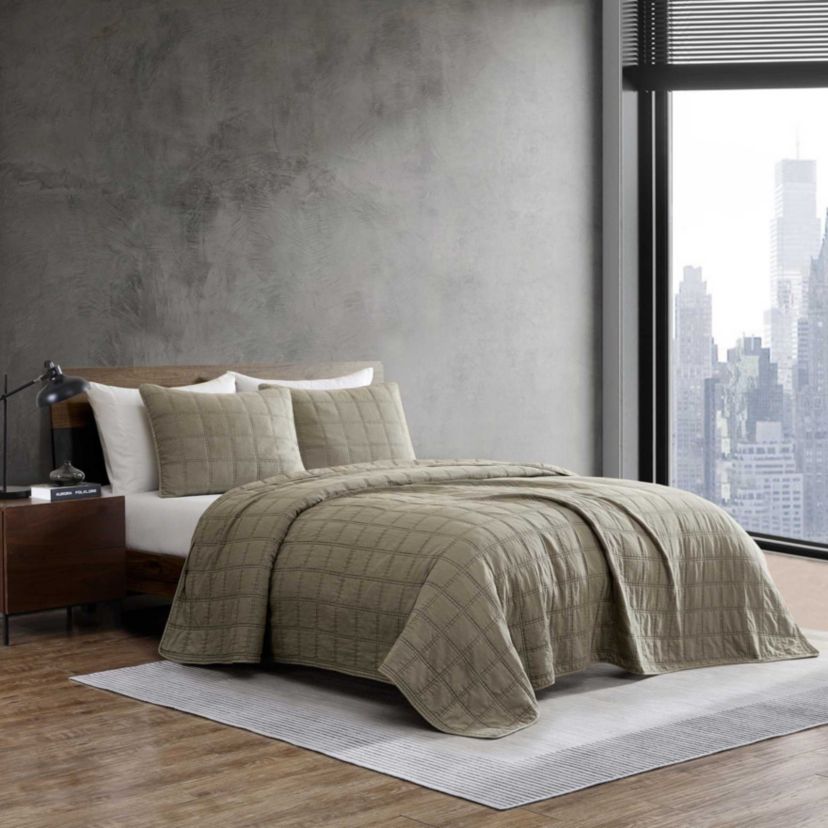 Stonewashed Microfiber Quilt Set