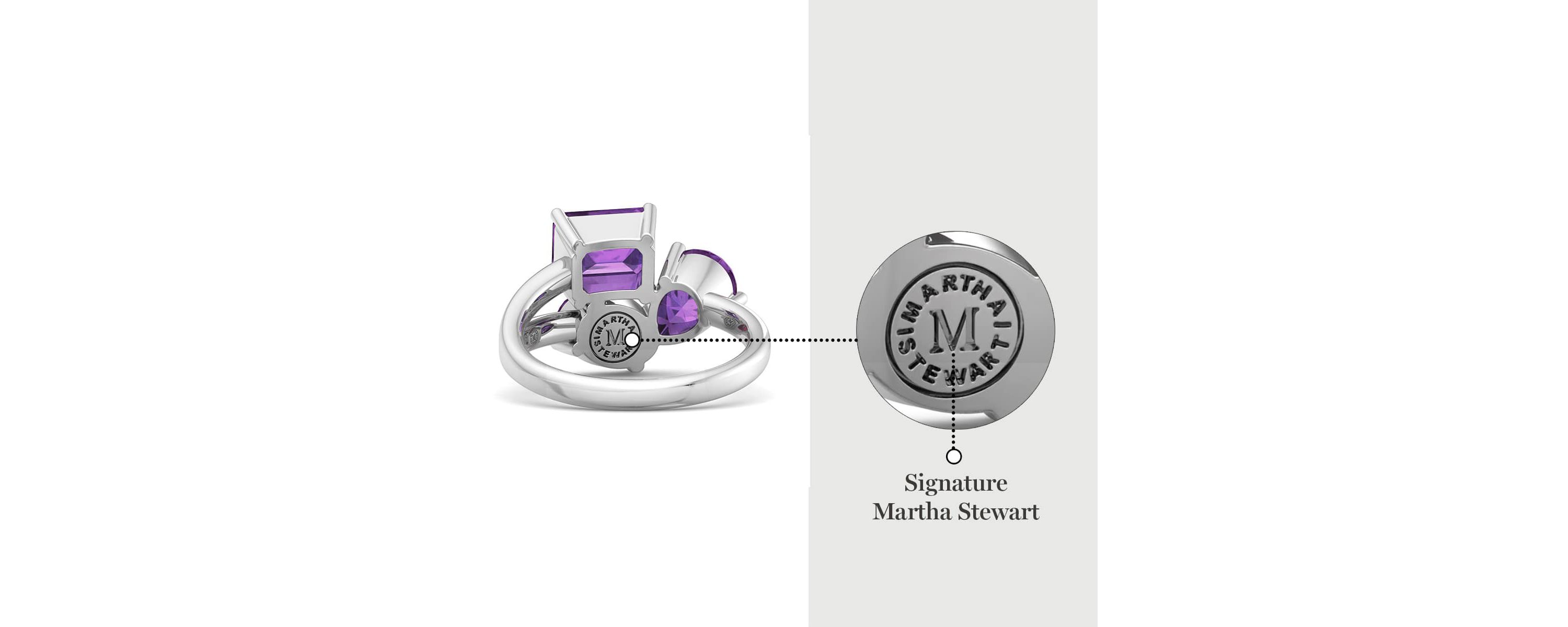 Lab Created Martha Stewart 3 3/4 Carat Amethyst Three Stone Cluster Ring In Sterling Silver