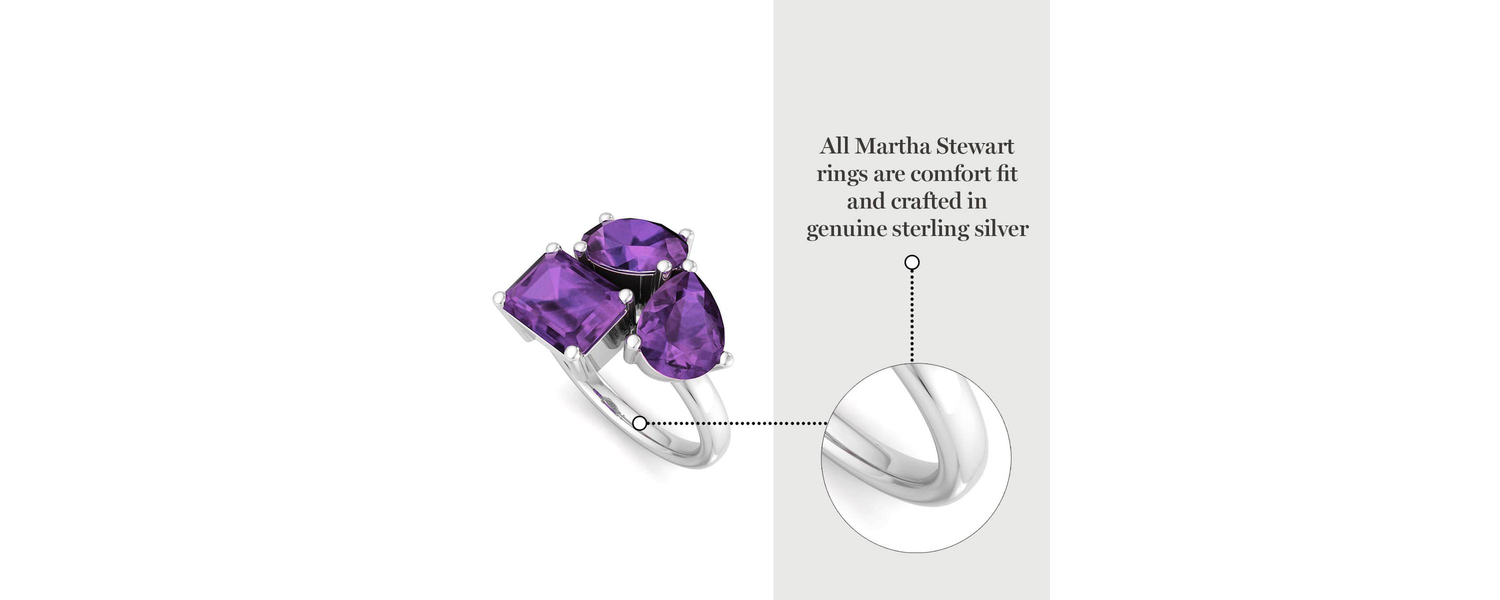 Lab Created Martha Stewart 3 3/4 Carat Amethyst Three Stone Cluster Ring In Sterling Silver
