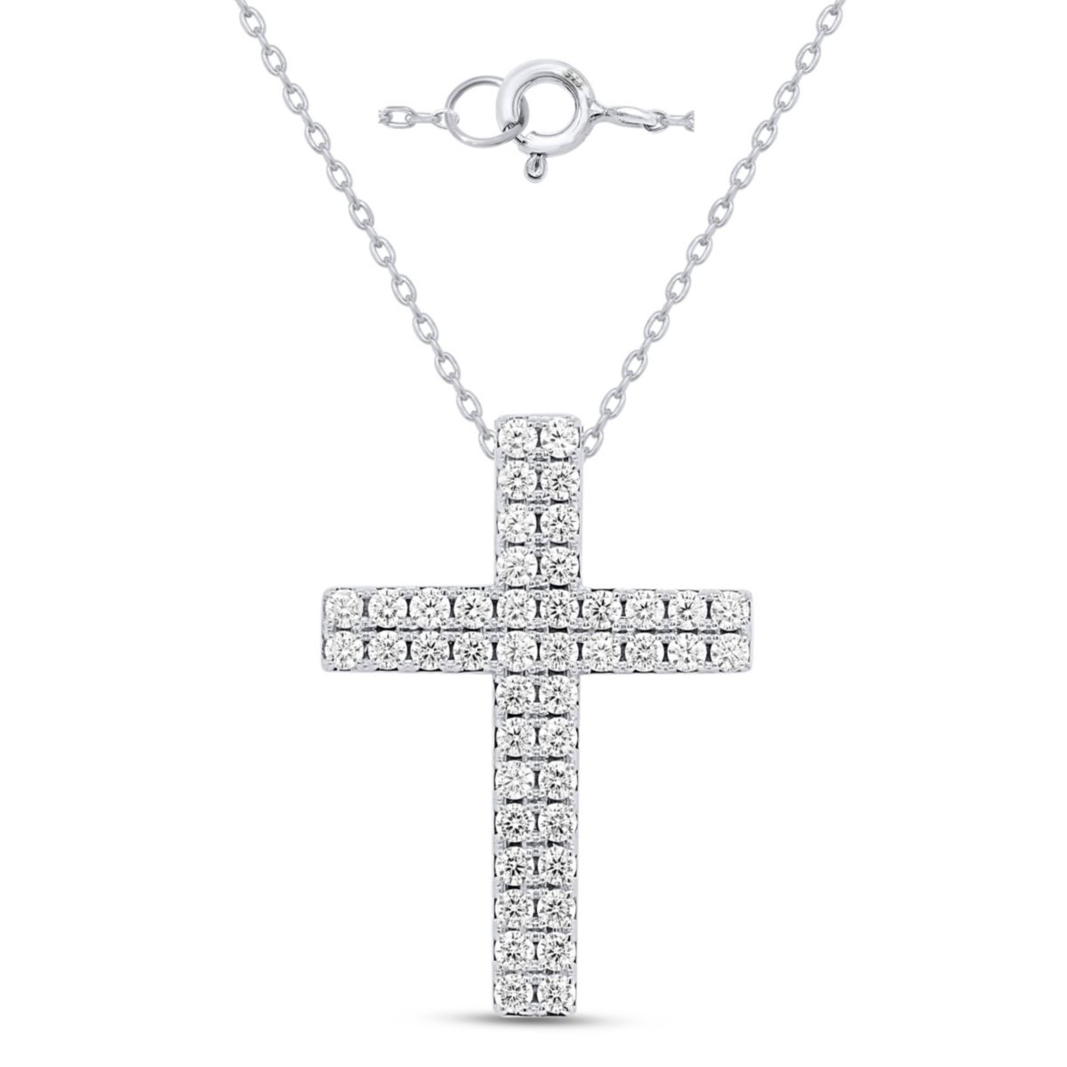 Lab Created 1CTW Lab Grown Diamond Cross Pendant In Sterling Silver