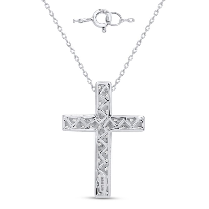 Lab Created 1CTW Lab Grown Diamond Cross Pendant In Sterling Silver