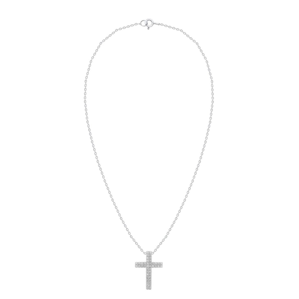 Lab Created 1CTW Lab Grown Diamond Cross Pendant In Sterling Silver