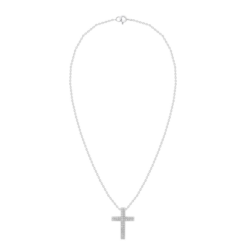 Lab Created 1CTW Lab Grown Diamond Cross Pendant In Sterling Silver