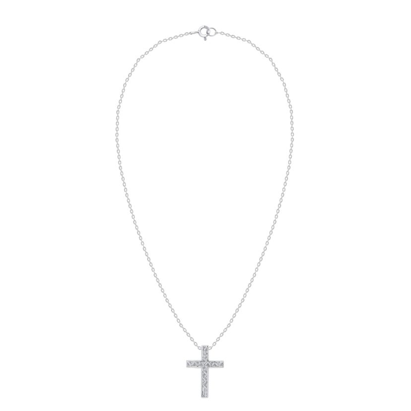 Lab Created 1CTW Lab Grown Diamond Cross Pendant In Sterling Silver