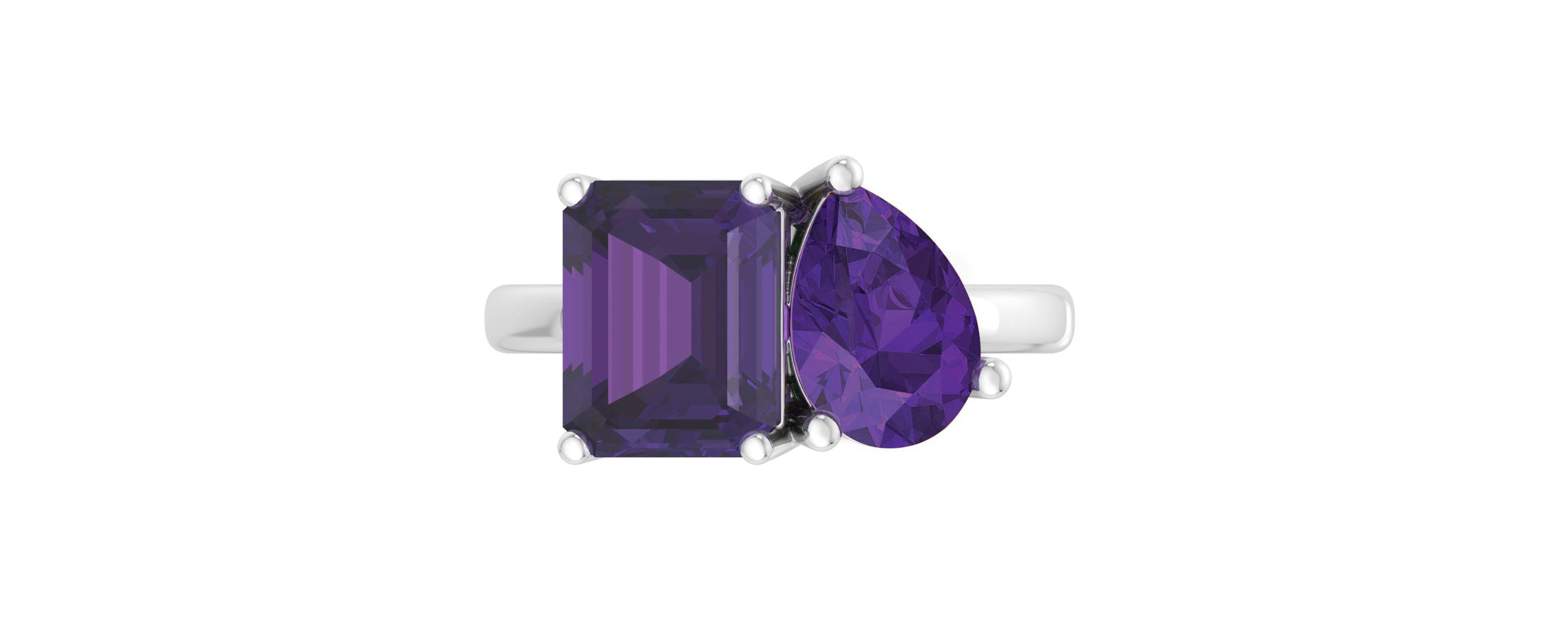 Lab Created Martha Stewart 4 3/4 Carat Amethyst Two Stone Ring In Sterling Silver