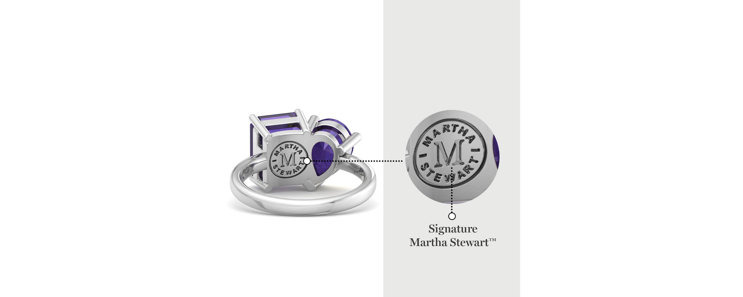 Lab Created Martha Stewart 4 3/4 Carat Amethyst Two Stone Ring In Sterling Silver