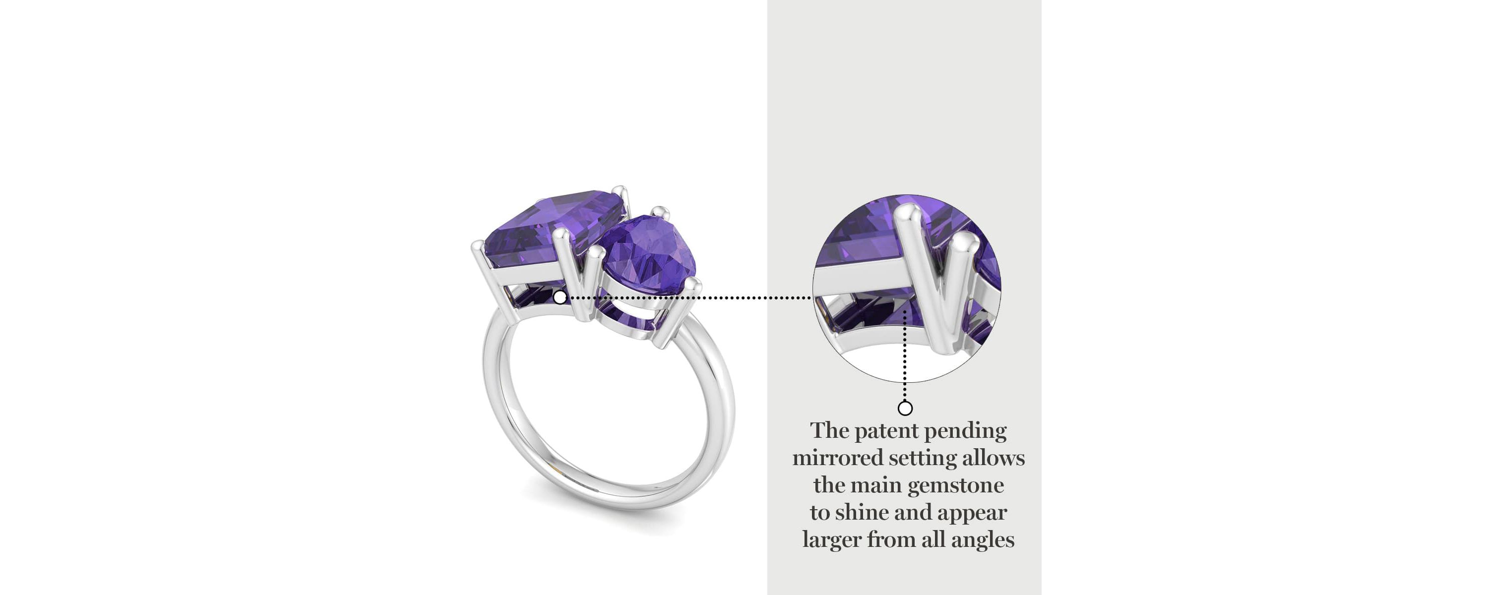 Lab Created Martha Stewart 4 3/4 Carat Amethyst Two Stone Ring In Sterling Silver