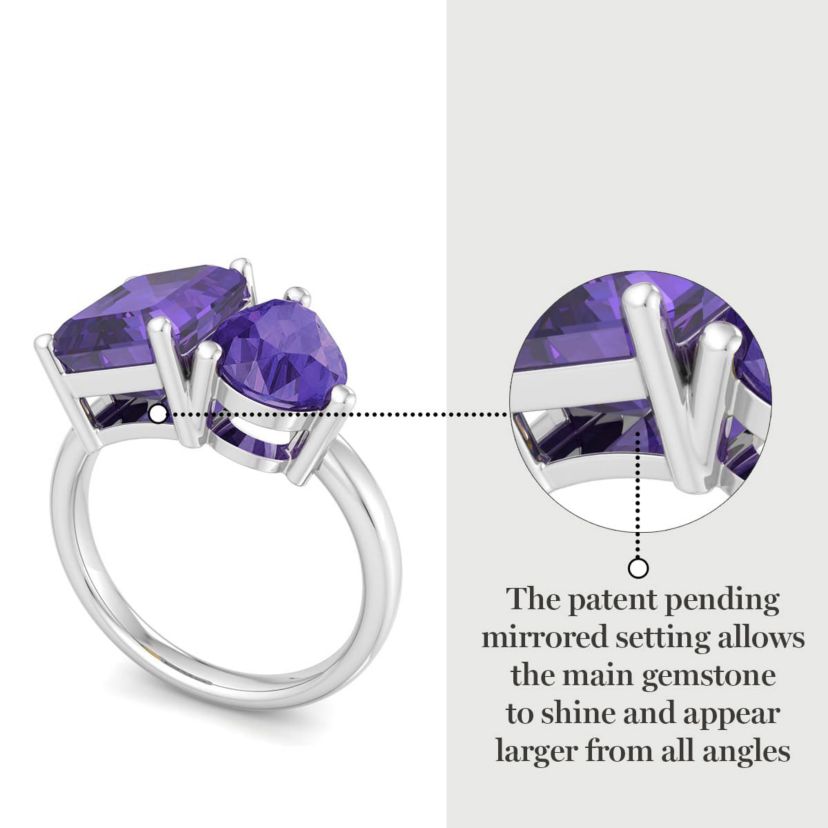 Lab Created Martha Stewart 4 3/4 Carat Amethyst Two Stone Ring In Sterling Silver