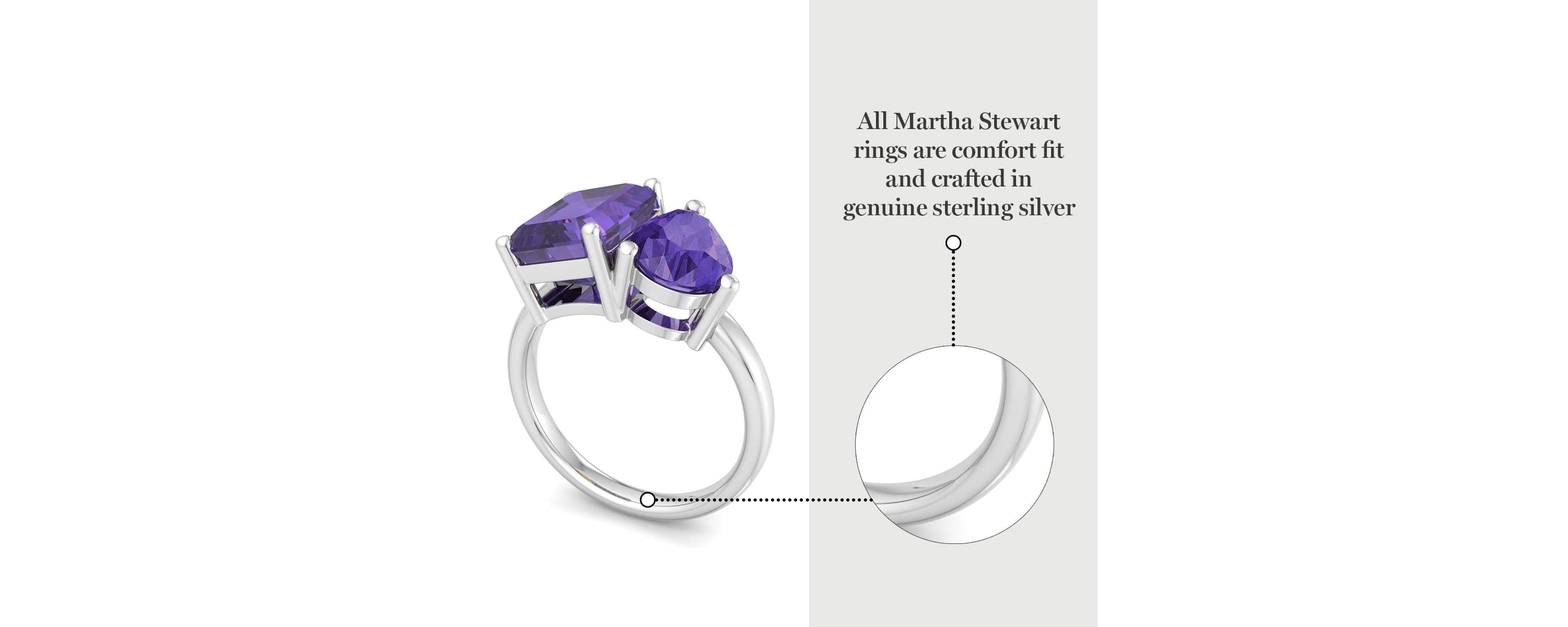 Lab Created Martha Stewart 4 3/4 Carat Amethyst Two Stone Ring In Sterling Silver