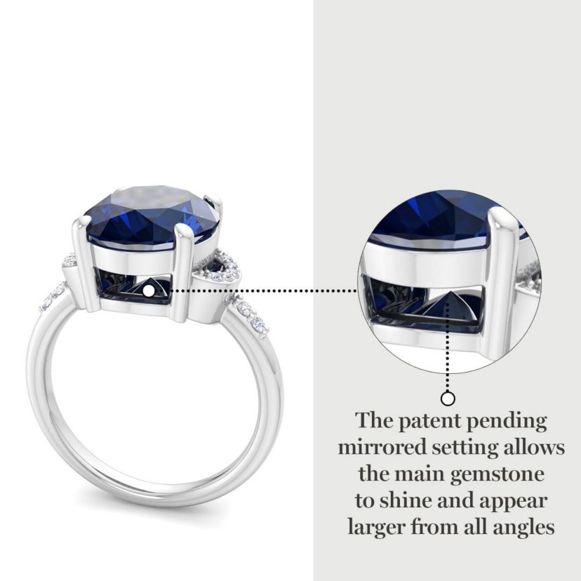 Lab Created Martha Stewart 4 1/2 Carat Oval Shape Gemstone and Lab Grown Diamond Ring In Sterling Silver
