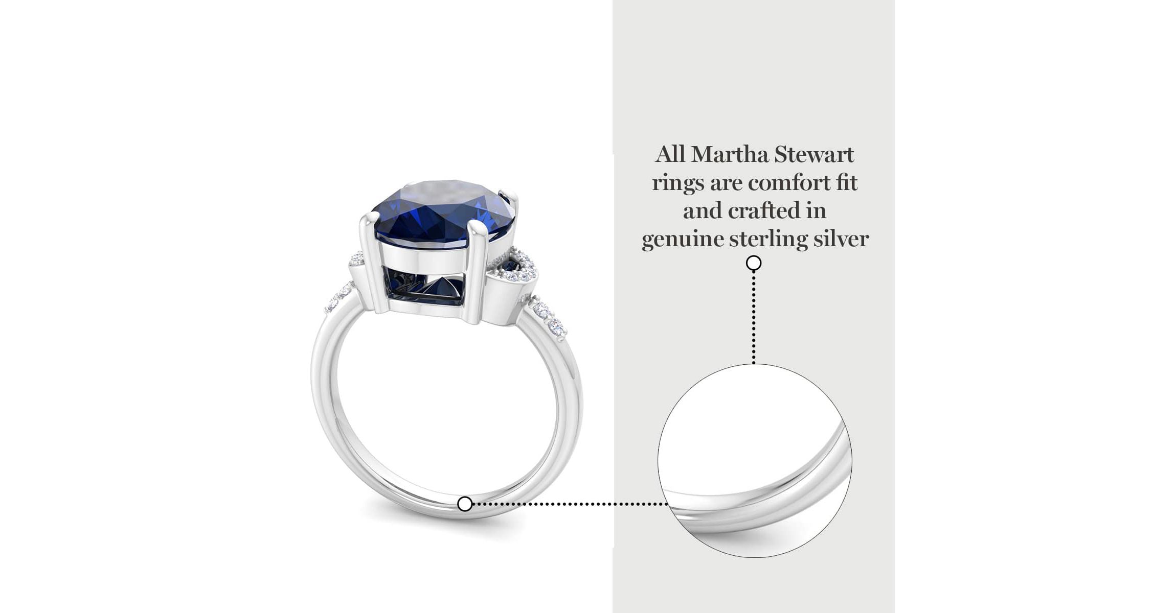 Lab Created Martha Stewart 4 1/2 Carat Oval Shape Gemstone and Lab Grown Diamond Ring In Sterling Silver
