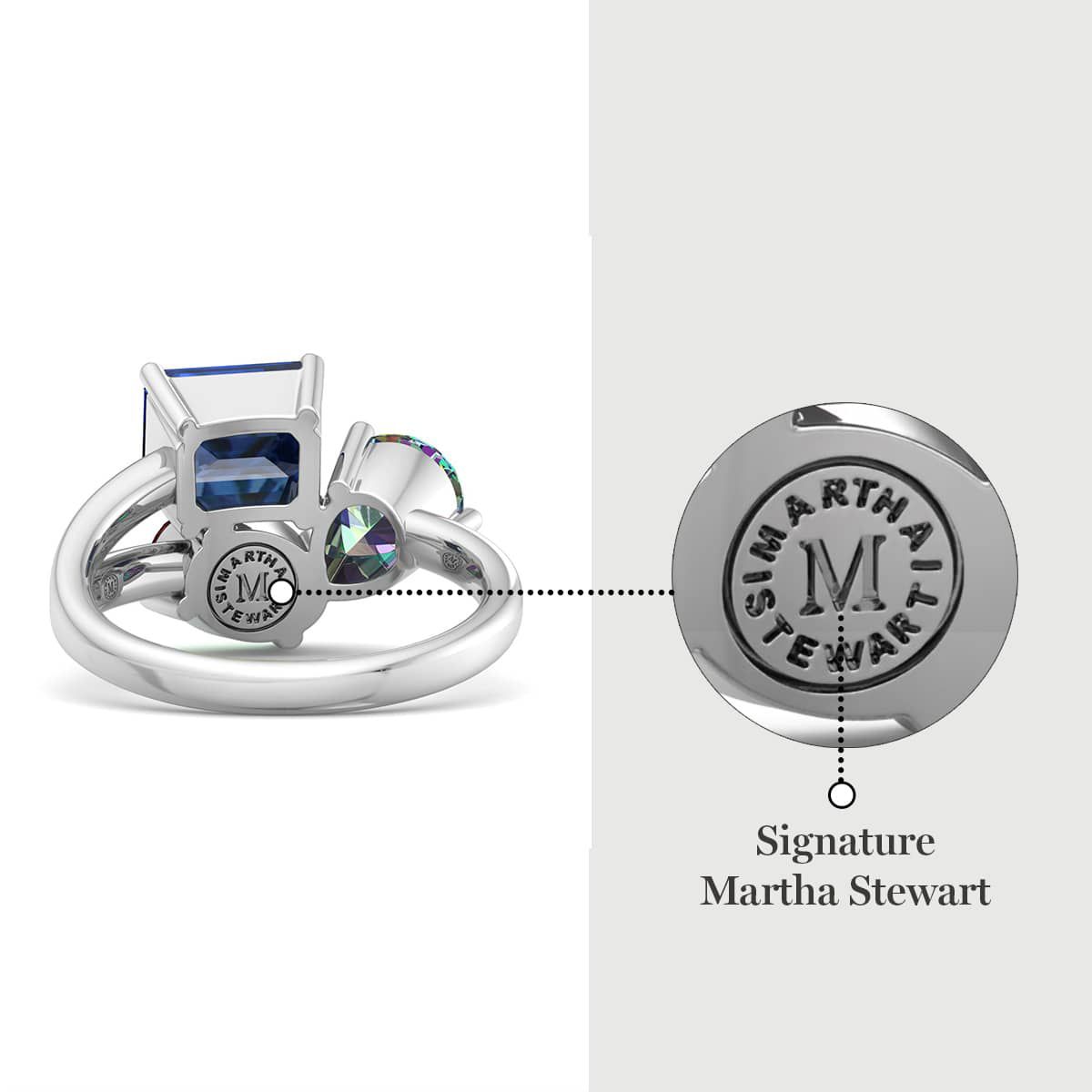 Lab Created Martha Stewart 3 3/4 Carat Garnet, Mystic Quartz and Sapphire Three Stone Cluster Ring In Sterling Silver