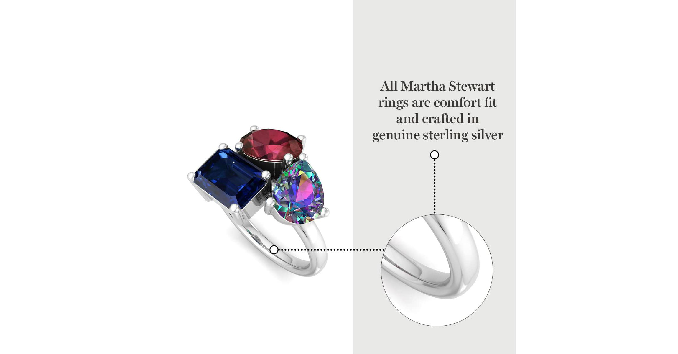 Lab Created Martha Stewart 3 3/4 Carat Garnet, Mystic Quartz and Sapphire Three Stone Cluster Ring In Sterling Silver