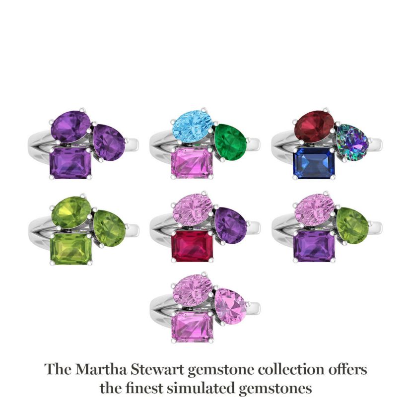 Lab Created Martha Stewart 3 3/4 Carat Garnet, Mystic Quartz and Sapphire Three Stone Cluster Ring In Sterling Silver