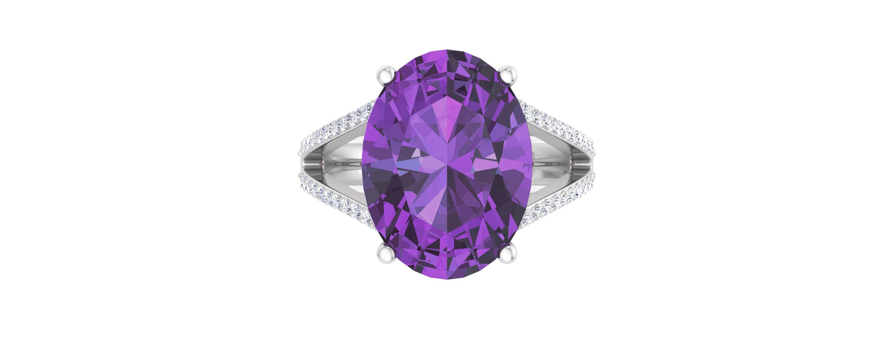 Lab Created Martha Stewart 10 1/4 Carat Oval Shape Gemstone and Lab Grown Diamond Ring In Sterling Silver