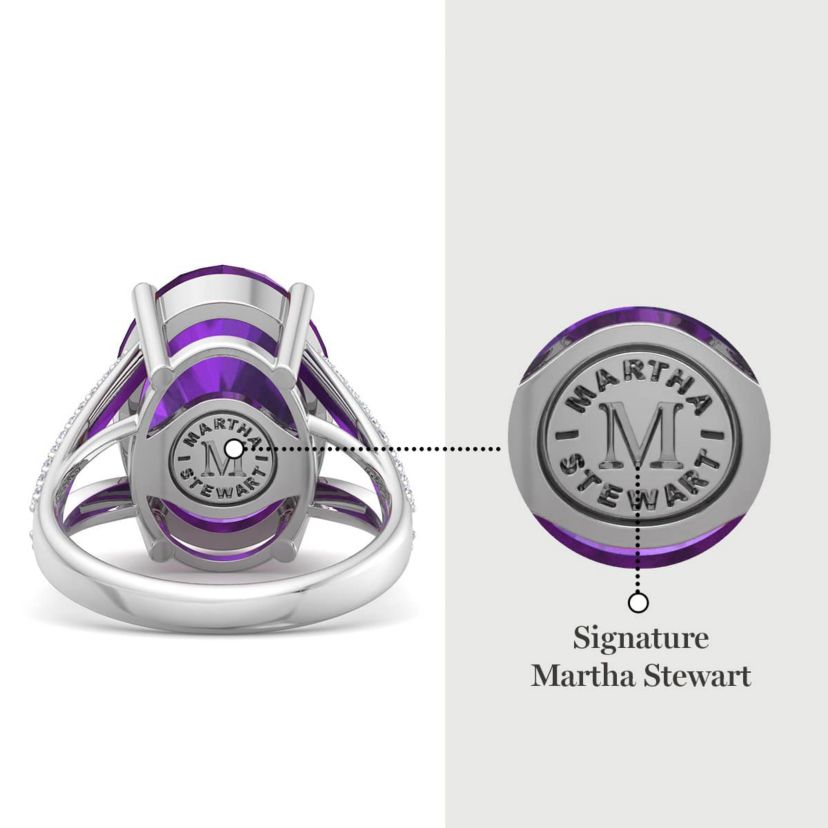 Lab Created Martha Stewart 10 1/4 Carat Oval Shape Gemstone and Lab Grown Diamond Ring In Sterling Silver