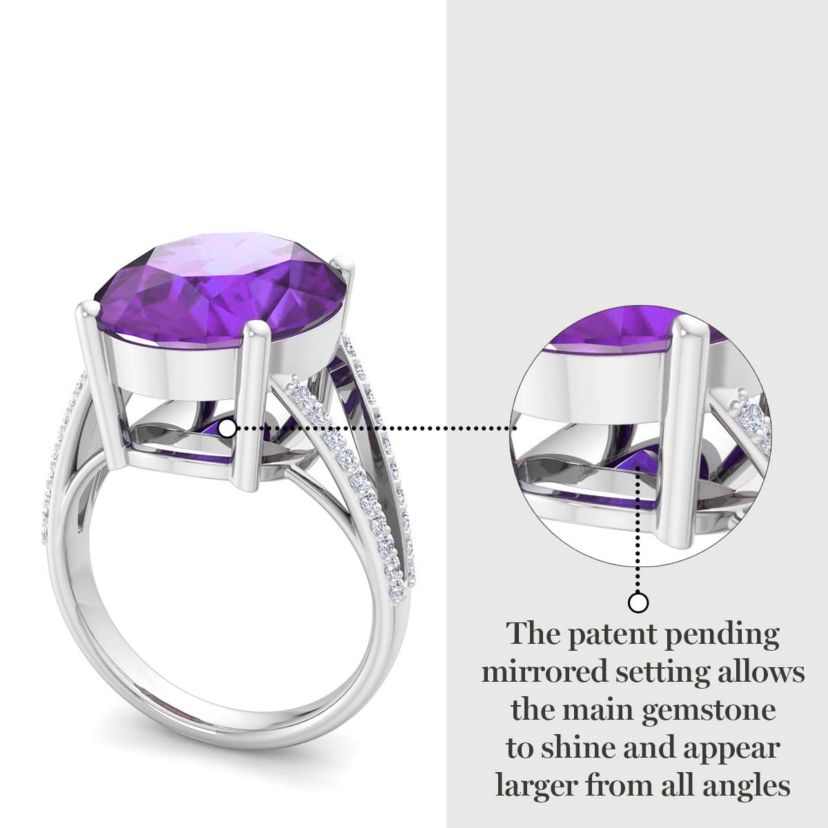 Lab Created Martha Stewart 10 1/4 Carat Oval Shape Gemstone and Lab Grown Diamond Ring In Sterling Silver