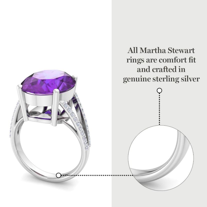 Lab Created Martha Stewart 10 1/4 Carat Oval Shape Gemstone and Lab Grown Diamond Ring In Sterling Silver