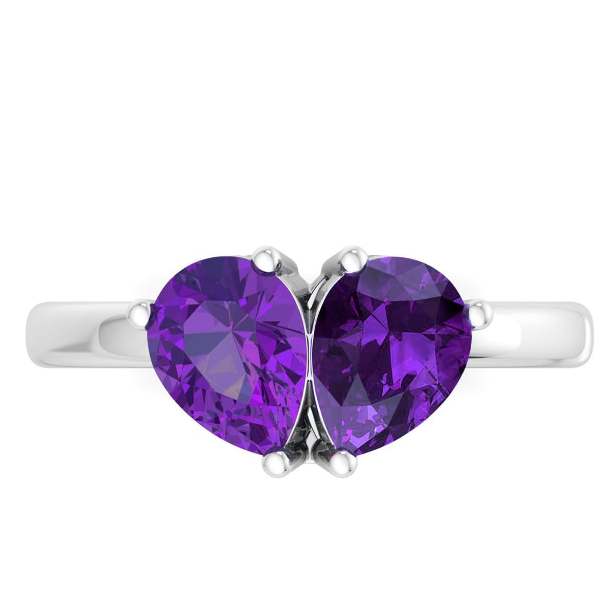 Lab Created Martha Stewart 2 Carat Amethyst Two Stone Ring In Sterling Silver
