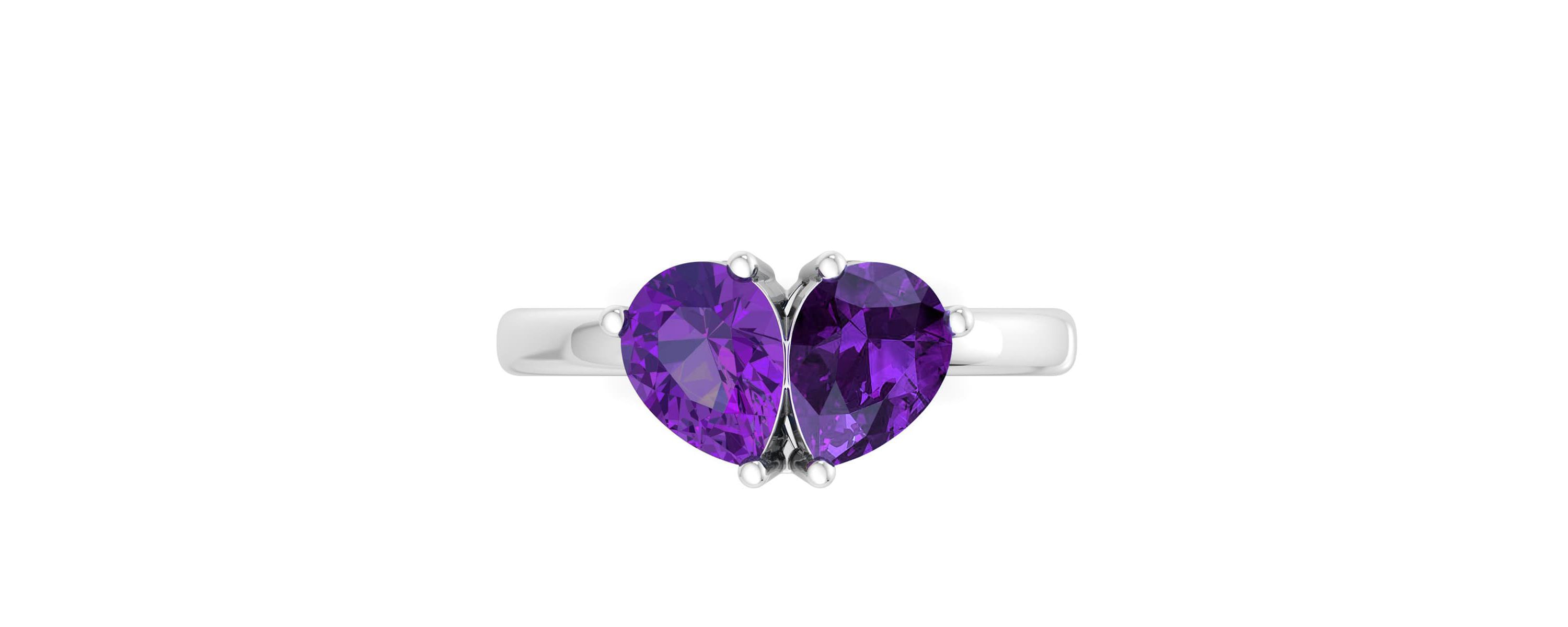 Lab Created Martha Stewart 2 Carat Amethyst Two Stone Ring In Sterling Silver
