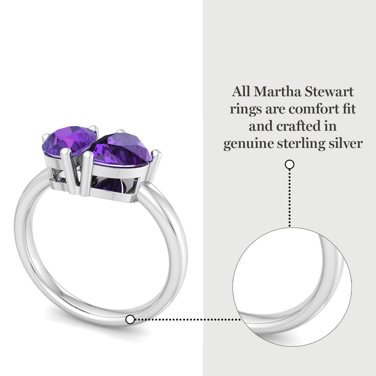 Lab Created Martha Stewart 2 Carat Amethyst Two Stone Ring In Sterling Silver